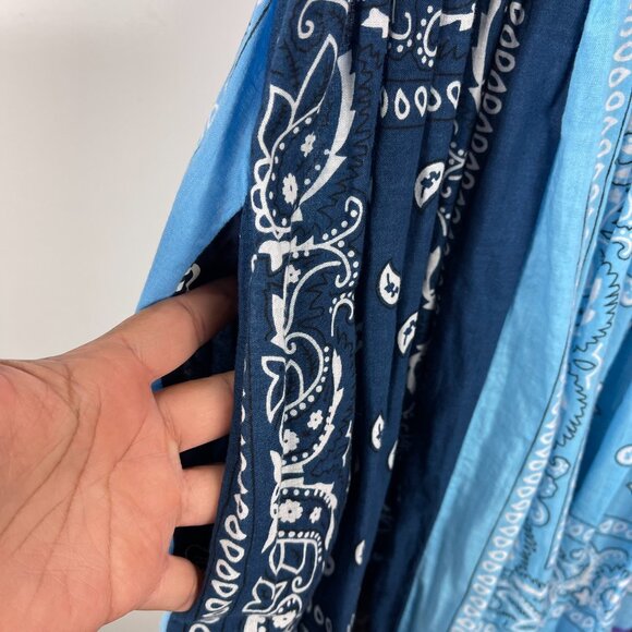 Patchwork Bandana Print Maxi Dress Cottagecore Boho Festival Pockets Colorful - Picture 6 of 8